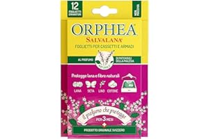 Orphea Salvalana Sheets for Drawers and Cupboards, Protects Wool and Clothes All Season, Malaysian Patchouli Scent, 12 Sheets