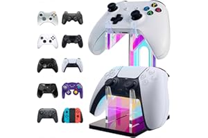 NiHome Irideszierender Acryl-2-Tier Universal Game Controller Headset Halter für PS5 Xbox ONE Switch, bunter Controller-Ständer, Gaming-Zubehör, Rutschfester Stabiler Acryl-Kopfhörerhalter
