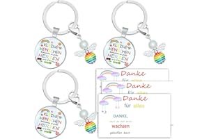 MKISHINE 3PC KLEINE MENSCHEN brauchen so große Herzen wie Deins Geschenk Abschied Erzieherin Tagesmutter Kita Kindergarten Perlenengel Schlüsselanhänger