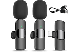 ALLES GUTE Dual Wireless Microphones for Android Plug-Play Wireless Lavalier Mic Noise Reduction for Video Recording, Live Stream, YouTube, TikTok, Facebook, Zoom, Interview (One Pair Two Mic)