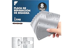 shinfly Placa de reparación de bisagras, juego de reparación de 8 piezas, con 48 tornillos, juego de reparación de bisagras de acero inoxidable para la reparación de puertas de armarios, armarios