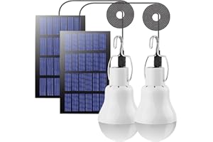 Beinhome LED Solar Glühbirne Solarlampen für Außen 2PCS mit 3M Kabel*2, Campinglampe Laterne Hängelampe mit Solarpanel,3W Solar Birne für Außen Innen Camp Zelt Wandern Angeln Gartenhaus