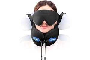SARISUN nackkudde flygplan resekudde för flygplaner, nackstödskudde, resekudde med bä och 3D-ögonmask för sömnkomfort, minnesskum för långa flygresor och bilresor