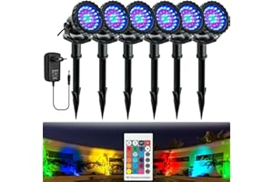 Projecteurs colorés IP68 Étanche LED Paysage Spot Lights Outdoor RGB Garden Lights Underwater Pond Lights Fountain Tree Flag House Wall Décorer la lampe, 6 lumières dans l'ensemble