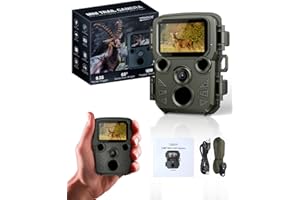 ZIMOCE Cámara de Caza, Cámara Fototrampeo Nocturna sin Brillo IR LED, 0,2s Velocidad de Disparo y Gran Angular de 60°, IP66,Tarjeta 32G, para Caza de Vida Silvestre Exploración