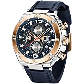 BENYAR Luxury Business Casual Party-Wear Leather Chronograph Date Display Watch for Men