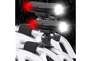 Vaileal 2 X Bike Helmet Light, Integrated Helmet Light front and rear, USB Rechargeable 200 Lumen IP66 Waterproof Helmet Lights, 5 flashing light modes, 360° Warning Helmet Light for All Road