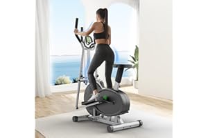 Yonisee 2 in 1 Crosstrainer für Zuhause, Ellipsentrainer mit Ergonomischem Sitzpolster, Einstellbarem Widerstand, LCD-Monitor, Herzfrequenzsensor, Aerobic Crosstrainer Stepper