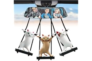 Yueser Ciondolo Altalena per Auto, 3 Pezzi Carino Gatti Ornamenti Pendente per Specchietto Retrovisore Oscillante, Accessori Divertenti Appeso Ornamento