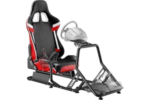 ARES WING Racing Simulator Cockpit mit Sitz, SIM Racing Cockpit Kompatibel mit Fanatec, Thrustmaster, Logitech, Moza Racing Games Kompatibel mit PS5, PS4, Xbox und PC, Rot