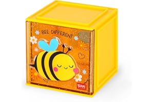 LEGAMI - Boîte modulaire de bureau Cutie Cubes, Tema Bee, Organiseur de Bureau, Boîte de rangement, Feuille d'autocollants inclus, Empilable, Multifonctionnel, en ABS, 90 x 90 x 100 cm