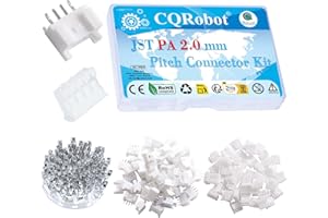 CQRobot JST PA 2.0 mm Pitch 4-Pin Electronic Computer Connector IC Male Plugs, Female Sockets Housing and T-Shaped Crimp Terminal Kit. 50 Sets/300 Pieces Wire-to-Board Adapter Cable Assembly.