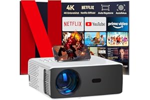 YUANRAN Smart Beamer 4K,Full HD 1080P Beamer mit WiFi5 Projektor,Auto Keystone Heimkino mit Apps,20000 Lumen Outdoor Heimkino Kompatibel mit TV Stick/HDMI/USB/AV/Laptop/iPhone/Android
