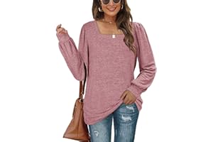 Aokosor Jumpers for Women Sweatshirts Ladies Square Neck Long Sleeve Tops Loose Fit