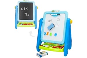 ColorBaby 47987 Good Idea Pizarra magnética Infantil 2 en 1, 36x26x42 cm, Tizas, Rotuladores, Letras y Números, Portatizas y Borrador, Regalo niña 3 años, Pizarras Infantiles, Juguetes educativos