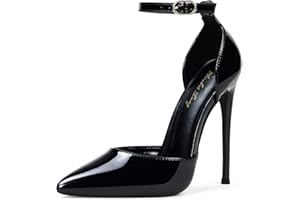 Zhabtuc Wysokie obcasy, damskie czółenka D'Orsay pasek na kostce, szpiczasty nosek, szpilki, stras, impreza, wesele, buty