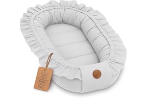 TOTSY BABY Babynest babynestchen neugeborene mit tragegriff 90 x 50 cm baby nestchen tragbar nest für bett kinder kuschelnest coccon für Jungen und Mädchen Gräulich