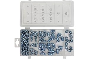 Wohlstand 110 Raccords Filetés de Graissage,Filetage Mâle Argent Raccord Graisseurs Hydrauliques, Raccords de Graisse Assortiments de Graisseurs M6 M8 M10 droit/45°/90°/180°