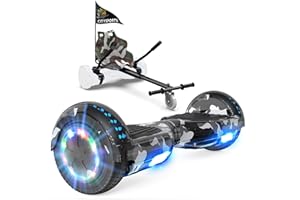 GeekMe Hoverboards with Seat, Hoverboards Hoverkart, Hoverbaords Go-Kart with Bluetooth Speaker LED Lights, Gift for Children, Teenagers, Adults