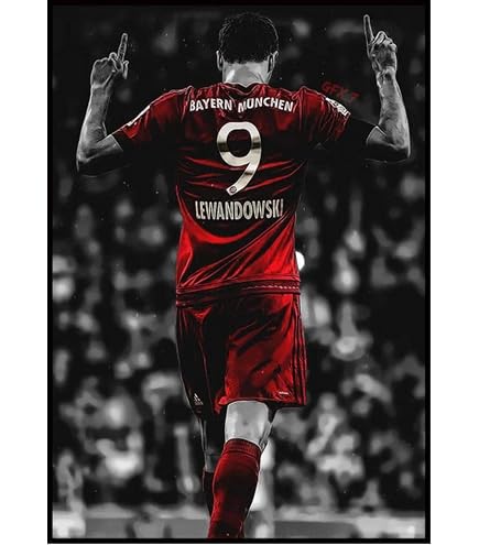WEICHAO Leinwandposter Robert Lewandowski – 60 X 90 Cm, Fußball-Motiv, Hochwertiger Druck