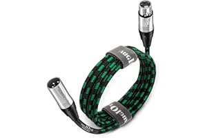 Augioth XLR to XLR Pro Mic Cable 4.5 Meter 2-Pack 15 Ft Male to Female XLR Cable 3-pin Green Balanced Shielded Microphone Cable for Amplifier Mixer,Speaker Systems,Recording Studio
