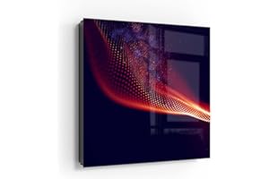 DEQORI Cassetta portachiavi nera | 30 x 30 cm | motivo effetto colorato | vetro e metallo | Armadietto portachiavi con 50 ganci + 2 magneti | Scatola moderna magnetica e scrivibile