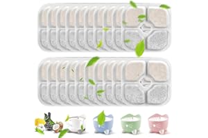 Pmueuff Filtros Fuente Gatos, 18 Piezas Filtro de Fuente de Agua para Gatos con Resina Activada por Carbono Tres Capas Sistema de Filtración Filtro Bebedero Gatos Fuente Compatible con Catit Pixi