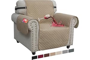 XINEAGE Fundas para Sillas, Fundas de sofá Impermeables, Protector de Sofa Reversible, Fundas de sofá Antideslizantes para Perros Mascotas (1 Plaza, Caqui)