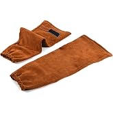 QeeLink Leather Welder Sleeves for Men and Women, Non-Stick Lining | Heat Resistant and Fireproof Protective Arm Sleeves for
