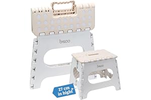 ‎BISOO BISOO Tritthocker Kinder - Klapphocker Faltbar 150Kg für Bad & Küche - Hocker Klappbar für Kinder & Erwachsene - Fußbank mit Anti-Rutsch-Oberfläche - Klapptritt Sicherheit - Trittschemel Sahne