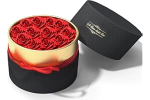 Exporee 12 Piezas Rosa Eterna Hecha a Mano Rosa Preservada Caja Regalo Rosas Nunca Marchitas Flor Eterna para el Amante Regalo para Ella en el día San Valentín día Madre Cumpleaños o Navidad