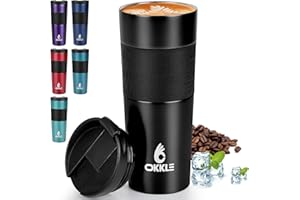 OKKLE Travel Mugs for Hot Drinks 600ml, Insulated Coffee Mug with Leakproof Lid BPA-Free Coffee Travel Mug, Vacuum Insulation Stainless Steel Cup for Hot and Cold Coffee and Tea