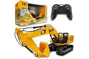 CARRERA Caterpillar 25002 Diecast Masters 25002-Remote Controlled RC Chain Dozer D7E, Detailed, Realistic CAT Construction Vehicle in 1:24, 33.5 x 20.5 x 15 cm, Approx. 25 m Range, from 8 Years, Yellow