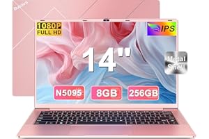 RUZAVA Ordenador Portátil 14 Pulgadas Celeron N5095 hasta 2,9 GHz Win11 8GB RAM 256GB SSD Expansión 1TB 5G WiFi 1920x1080 FHD BT4.2 HDMl USB 3.0 Portatil Pc con Mouse Cargador Teclado QWERTY Inglés - Oro