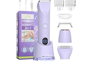 MIFXIN Rasoio elettrico 3 in 1 per le donne trimmer bikini IPX6 impermeabile bagnato asciutto epilatore per bikini ascelle gambe braccia corpo viso (viola)