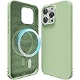 oakxco Silicone Case for iPhone 15 Pro Max Compatible with Magsafe Magnetic Wireless Charging, Slim Thin Soft Rubber Gel with Magnet, Matte TPU Mag Cover for Women Men, Light Green