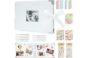 Mooshy Scrapbook Kit Photo Album Photo Scrapbook Baby Scrapbook With Pens Photo Corners Sticker White Scrapbook For Gifts Perfect For Weddings, Travel, Baby Photo Albums