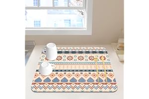 REESTBOO Abtropfmatte, Saugfähige Abtropfmatte Geschirr Kaffeemaschine Abtropfmatte, rutschfest Geschirrabtropfmatte Saugstarke Trockenmatte für Küche Geschirr Kaffeemaschine (Boho, 40 x 50cm)