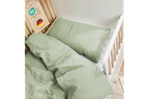 ‎LALENI Laleni Baumwoll-Kinderbettwäsche 100x135 cm mit Kissenbezug 40x60 cm - Oeko-TEX Zertifiziert, Sommergrün