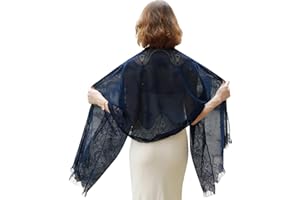 RIIQIICHY Bufanda Fular Mujer Fiesta Pashmina Elegante Encaje Fleco Chal Foulard