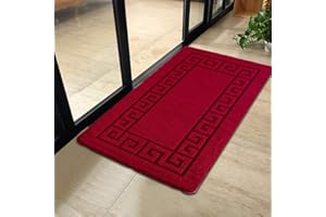 PHP Non Slip Indoor Door Mat, Heavy Duty 40 x 60 cm Waterproof Gel Back Welcome Front Door Mat, Floor Mats for Home, Kitchen and Bedroom Decor - Red
