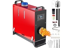 ‎REDRIVER Redriver Auxiliary Heater Diesel, 12 V/24 V Air Heater, 5 kW Air Diesel Heater with Silencer, LCD Switch and Remote Control for Car, RV, Boat, Truck, Car, Motorhome (Red, 5 KW)