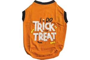 WAGZY Orange I Do Trick for Treat Printed Stretchable T-Shirts for Puppies, Kitten, Dogs and Cats (26" 4XL)