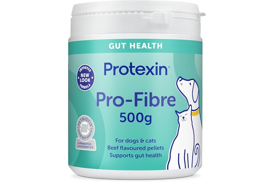 Protexin Pro-Fibre for Dogs – High Digestive Supplement with Prebiotics & Postbiotics – Supports Gut Health, Digestion, Firm Stools & Anal Gland Function – Meat-Free Beef Flavour – 500g Pellets