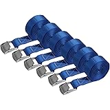 Zurrgurt Spanngurt Befestigungsgurt - BLAU - 2,5m 4m 6m - verschiedene Stückzahlen, belastbar bis 250 kg DIN EN 12195-2, 6er 