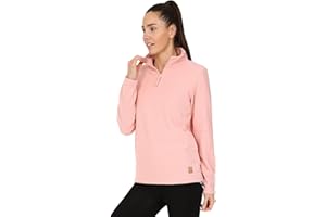 Blu Apparel Womens 1/4 Zip Fleece Sweater Heavy Weight Hiking Outdoor Camping Warm Jumper for Women Pullover Half Zip Cosy Coat