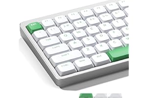 GMKWTL XVX Low Profile Double Shot PBT Keycaps - Weiß mit grüner benutzerdefinierter Tastenkappe für 60%, 75%, 80%, 85%, 100% MX Schalter, mechanische Tastatur