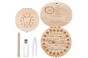HPMJZ Baby Wooden Tooth Fairy Box Tooth Keepsake Box Put Under Pillow Lost Teeeth Storage Saver Holder Cute Carved Boxes Teeth Dropped Souvenir Storage Container for Boy Girl Birthday And Shower Gift
