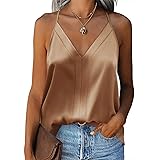 Zeagoo Canottiera da donna in raso, con spalline sottili, basic top regolabile con spalline sottili, scollo a V, camisole