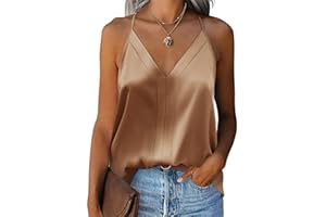 Zeagoo Canotta da Donna in Raso Estate Canottiera Spalline Sottili Cami Scollo a V Casual Camisole Senza Maniche Top